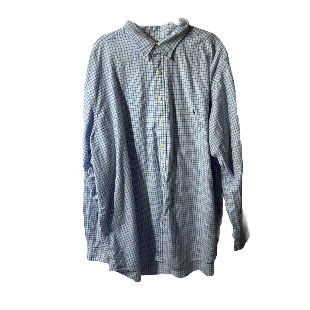 Polo Ralph Lauren sz 3XLT Blue White check Button Down shirt Office Career